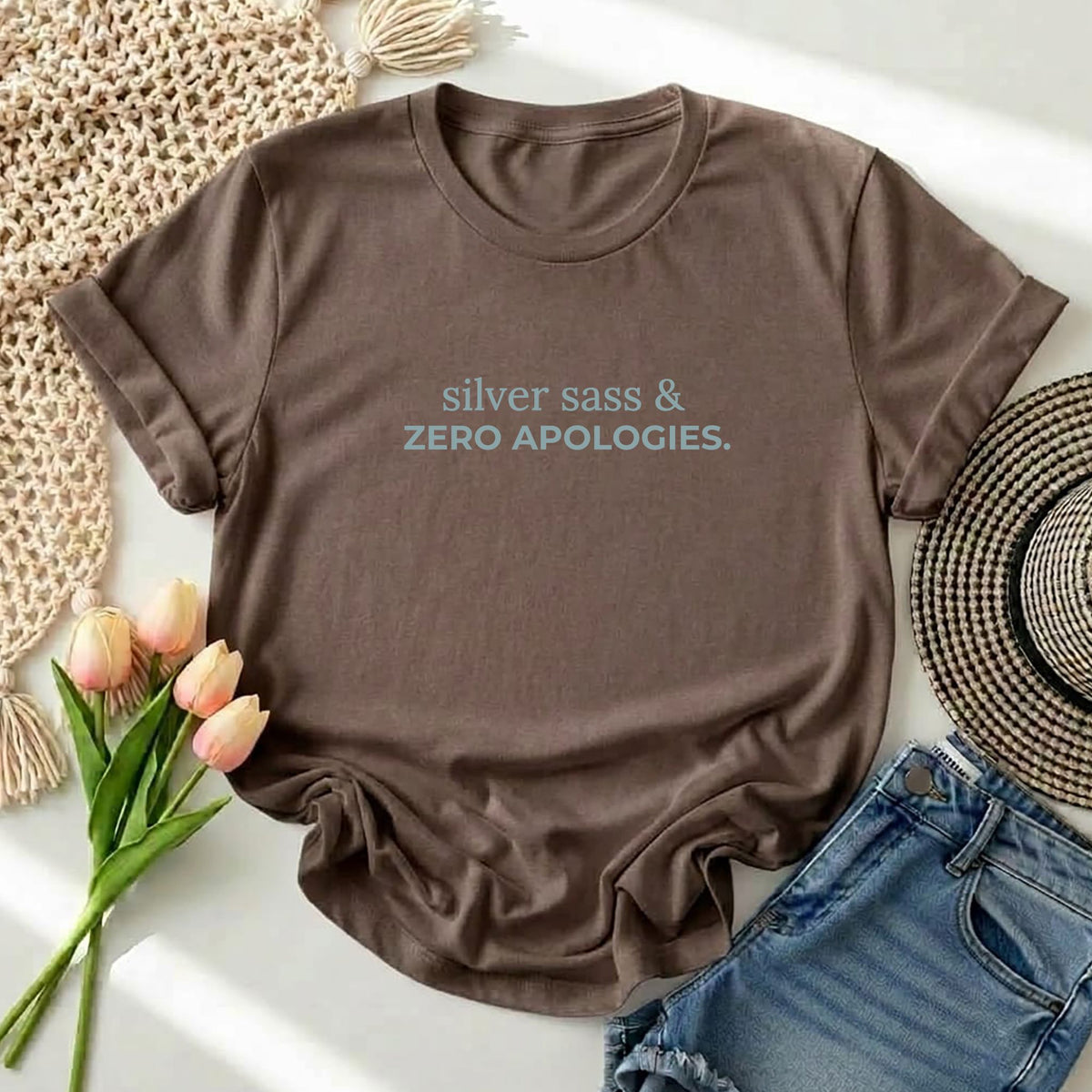 silver sass & zero apologies. T-shirt